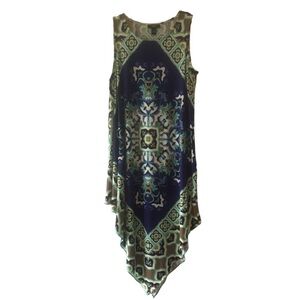MSK Scarf Sleeveless Dress, medallion design, size small